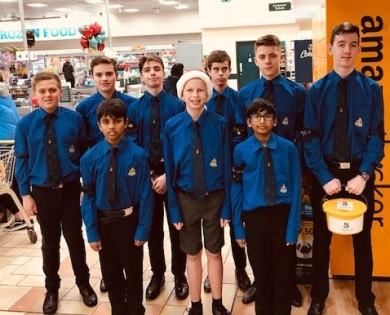 the boys after their bagpacking at Morrisons