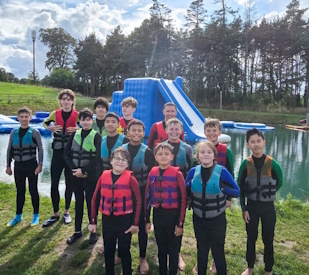 the boys ready for the inflatables
